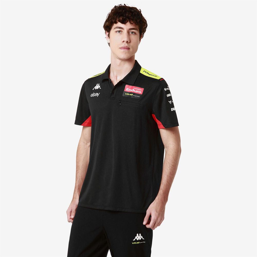 Men Kappa Acrazon Vr46 Polo Shirt Black | 018672-ESR