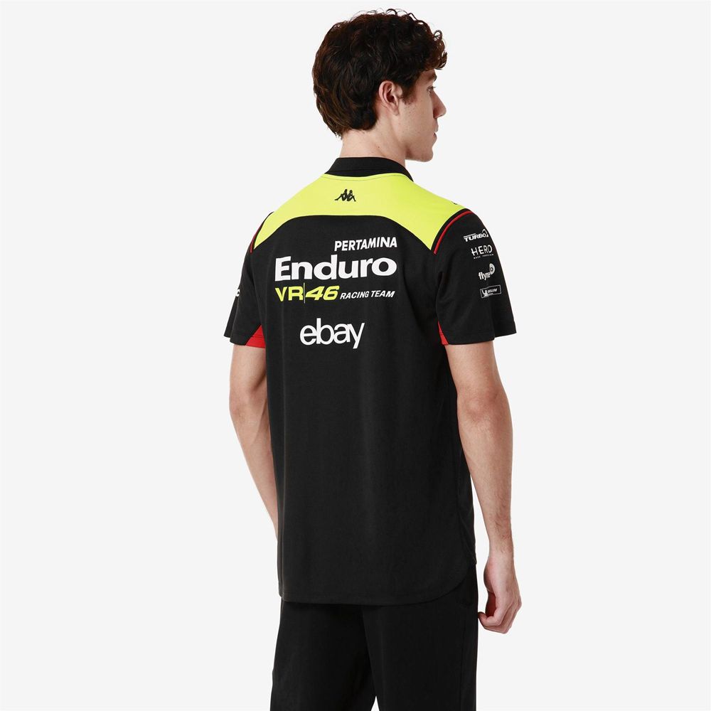 Men Kappa Acrazon Vr46 Polo Shirt Black | 018672-ESR