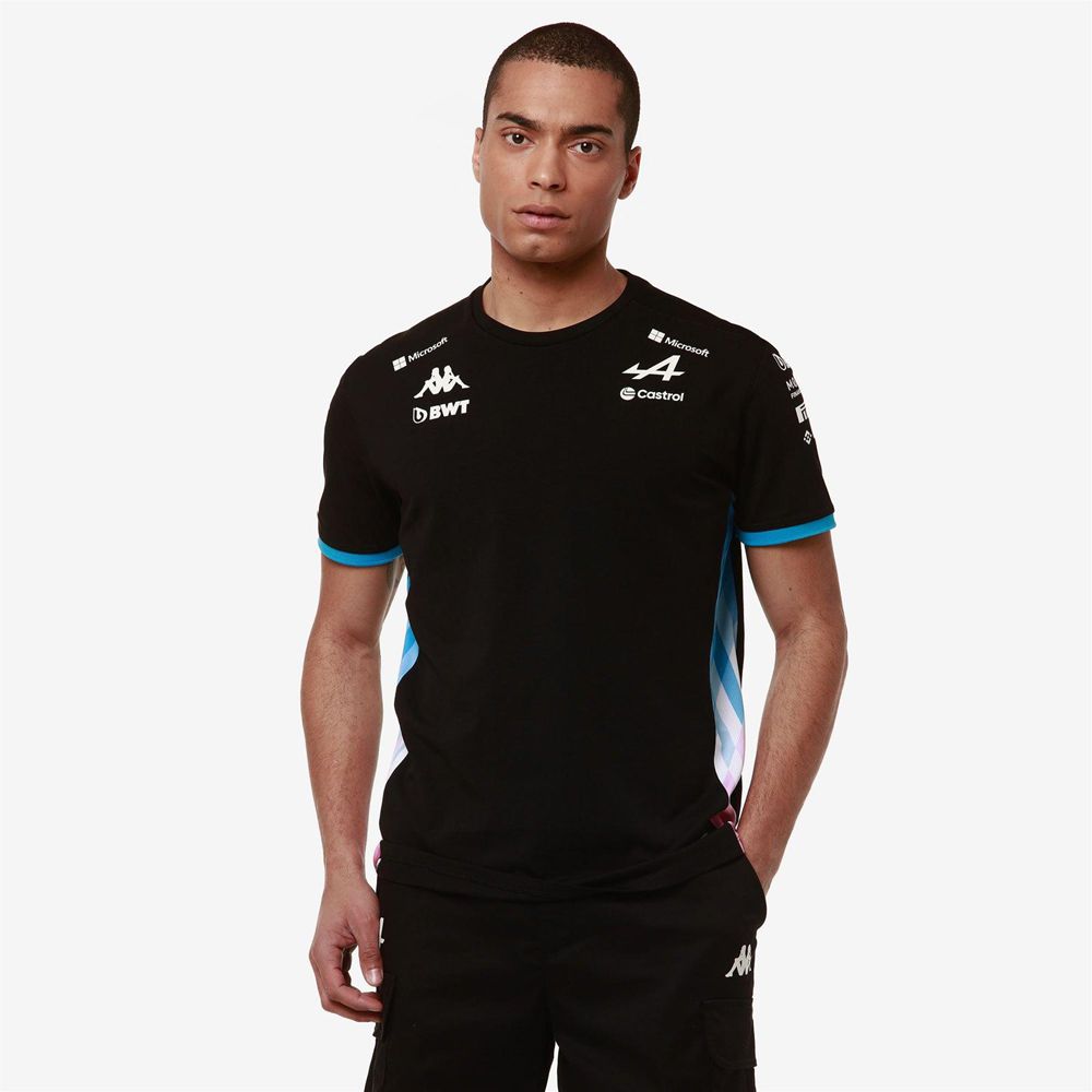 Men Kappa Adiry Alpine F1 T-Shirt Black | 426085-LTZ