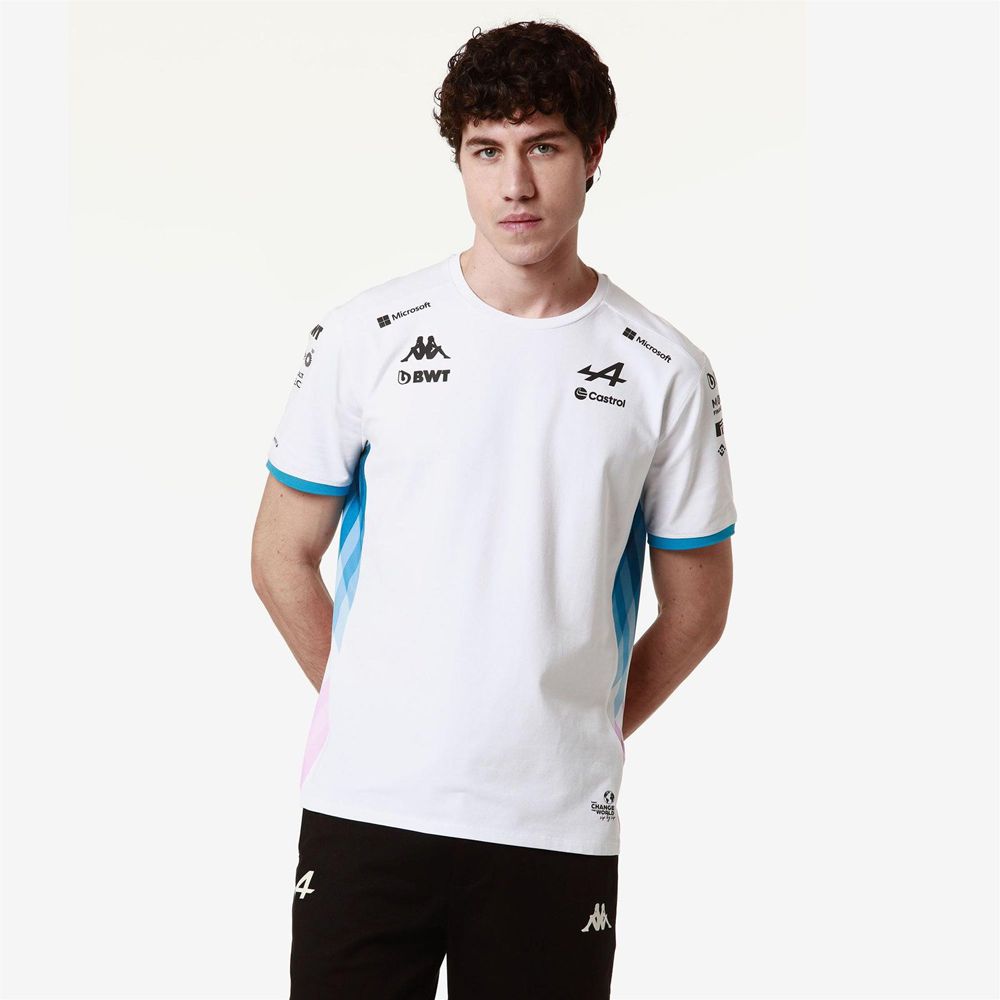 Men Kappa Adiry Alpine F1 T-Shirt White | 051876-XQS