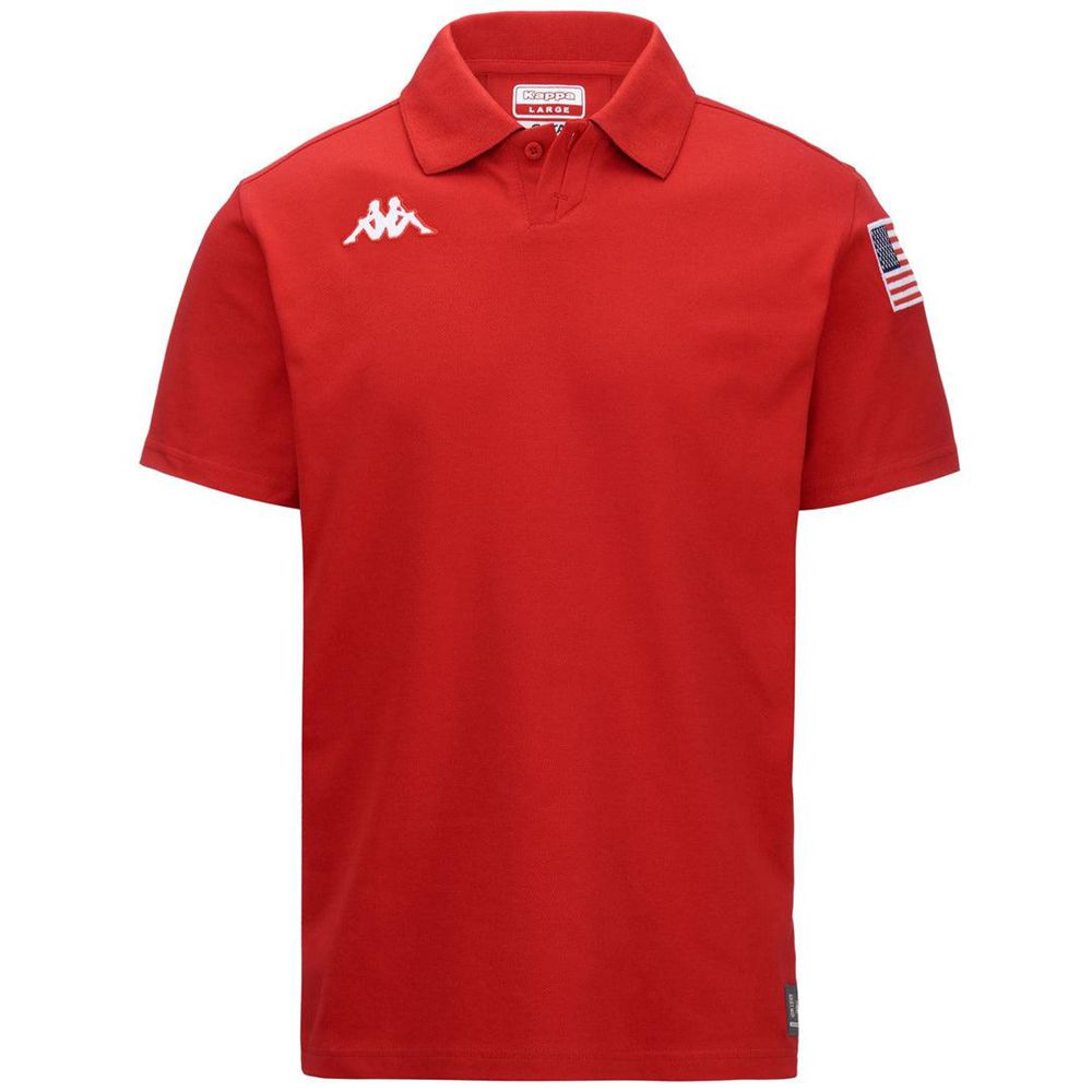 Men Kappa Angat Usa Us Polo Shirt Red | 947350-PWI