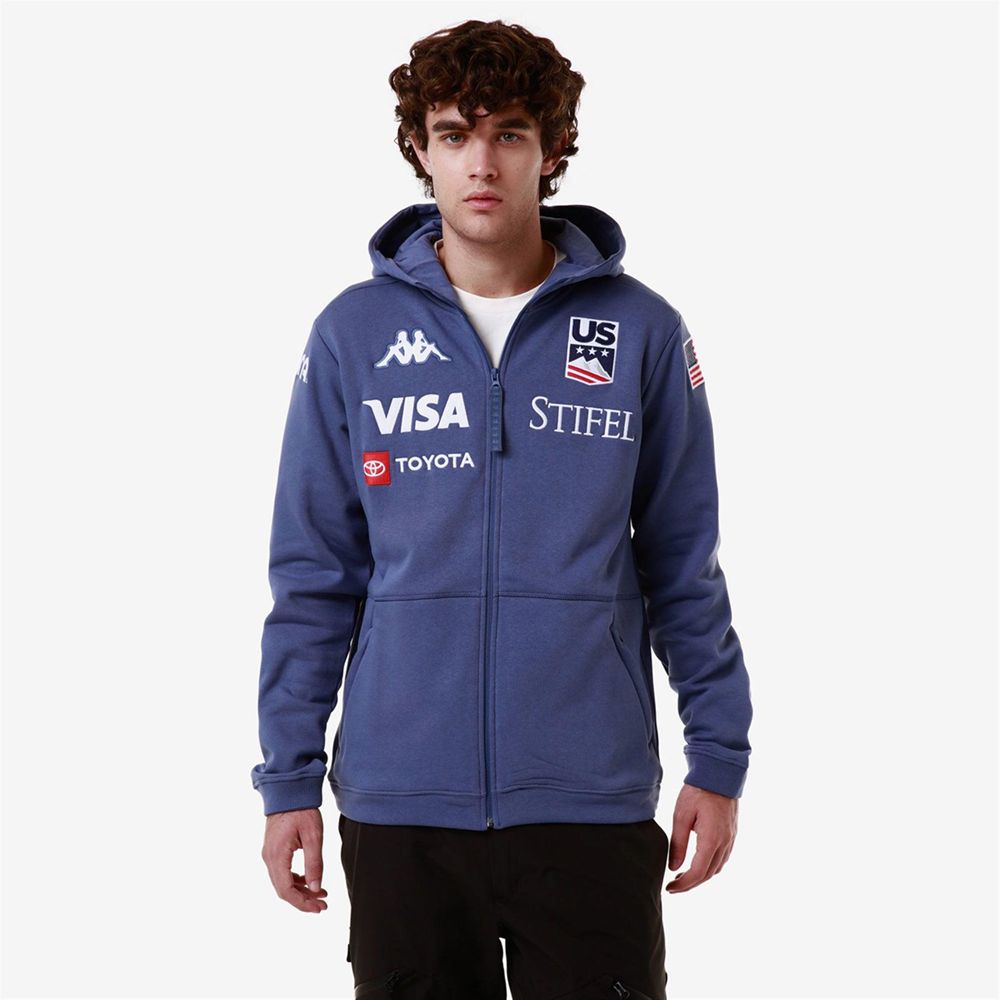 Men Kappa Arufeod Us Hoodie Blue | 172896-XMU