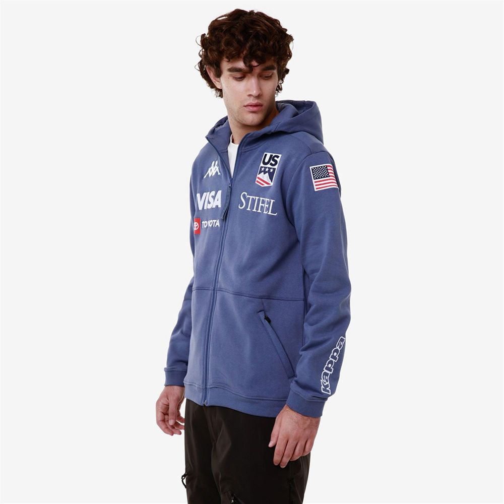 Men Kappa Arufeod Us Hoodie Blue | 172896-XMU