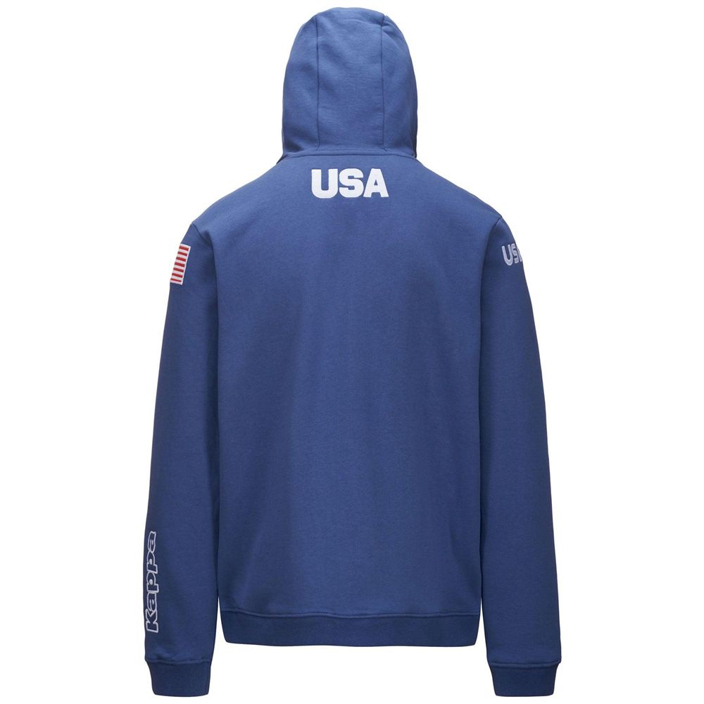 Men Kappa Arufeod Us Hoodie Blue | 172896-XMU