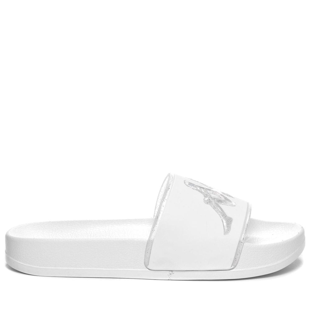 Men Kappa Authentic Aqua 1 Flip Flops White | 520637-QYI