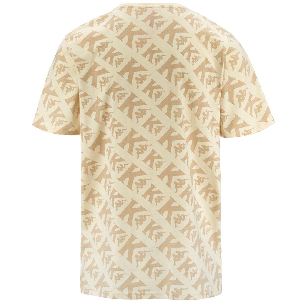 Men Kappa Authentic Fool Organic T-Shirt Beige | 635207-FRJ