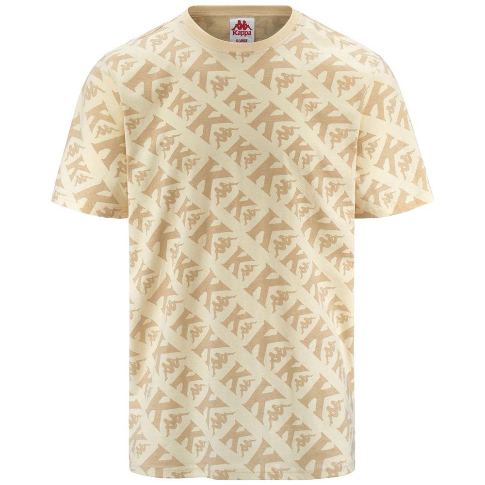 Men Kappa Authentic Fool Organic T-Shirt Beige | 635207-FRJ