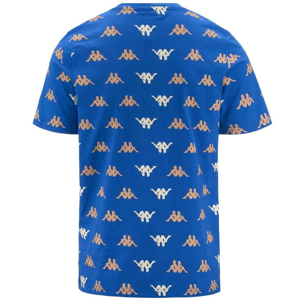 Men Kappa Authentic Fool Organic T-Shirt Blue | 801576-YIV