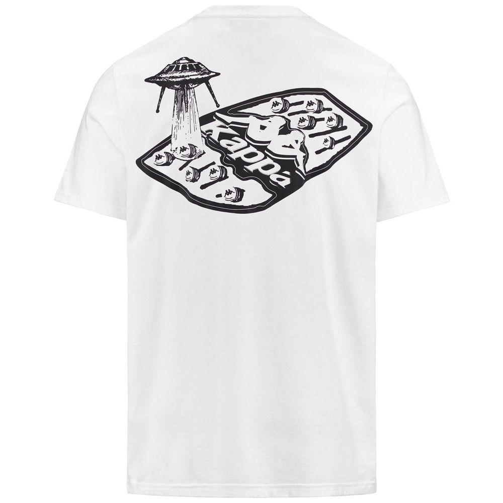 Men Kappa Authentic Graphik Lamar T-Shirt White | 478603-GPH