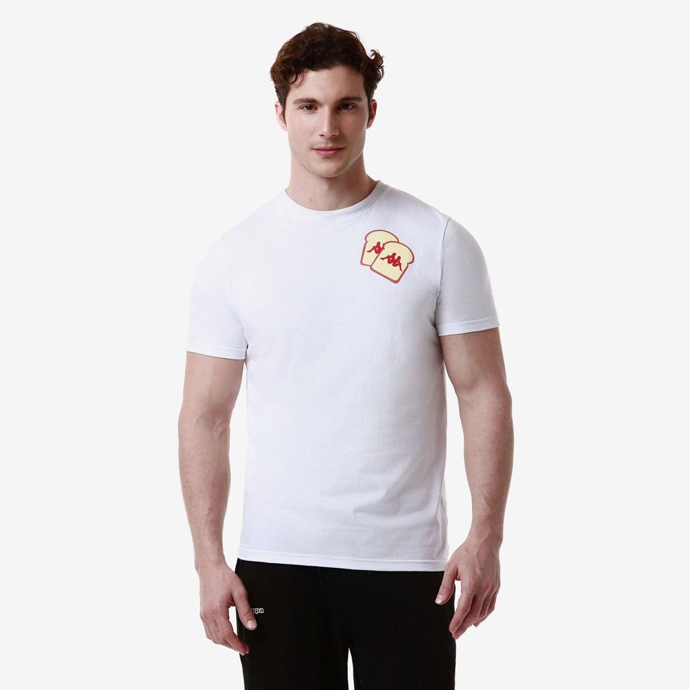 Men Kappa Authentic Graphik Lennox T-Shirt White | 716453-OPQ