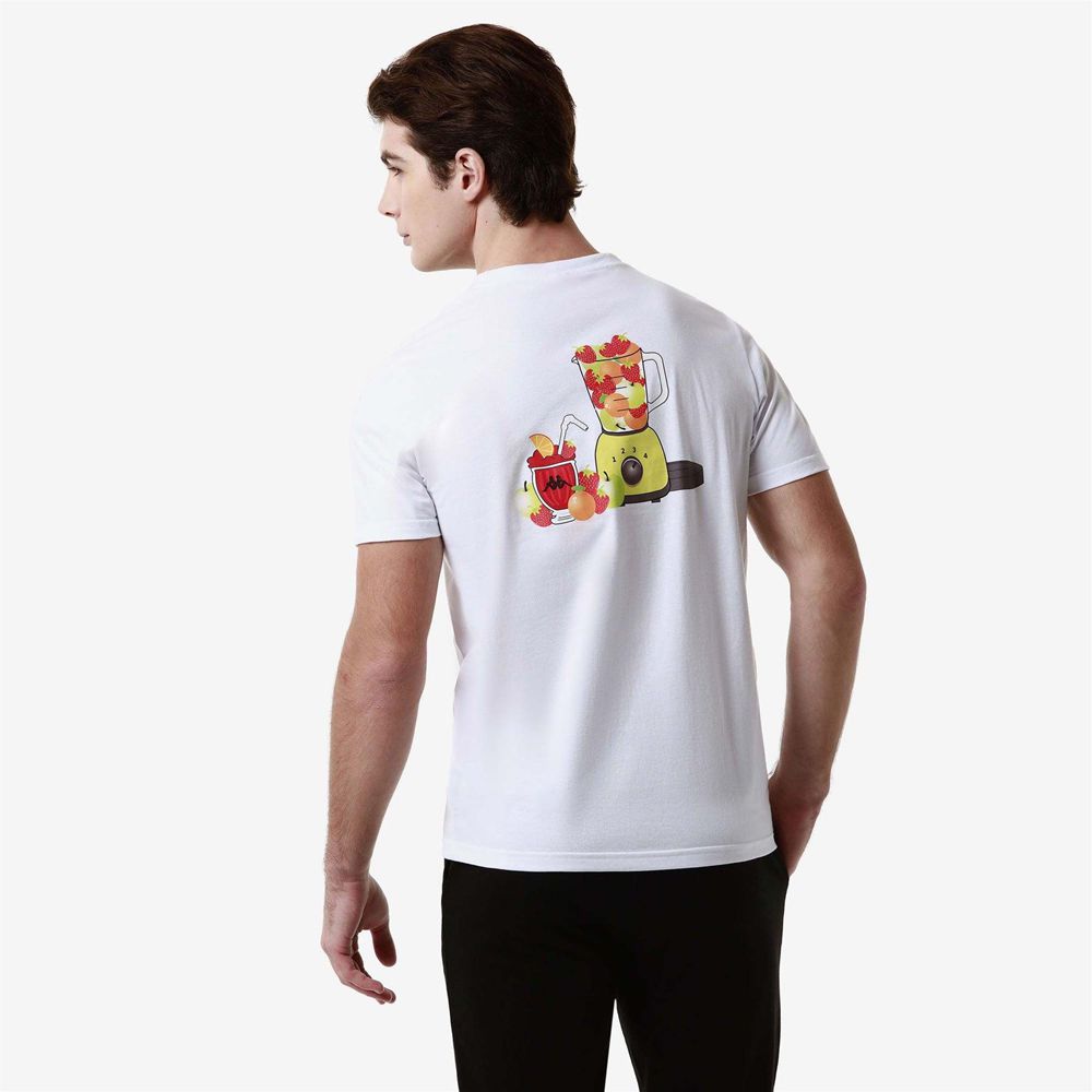 Men Kappa Authentic Graphik Leugene T-Shirt White | 605298-DMH