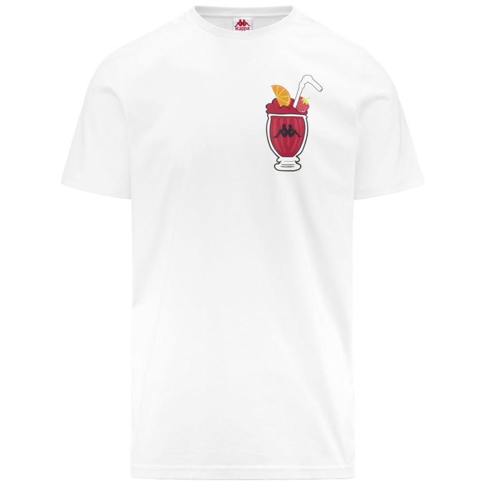 Men Kappa Authentic Graphik Leugene T-Shirt White | 605298-DMH