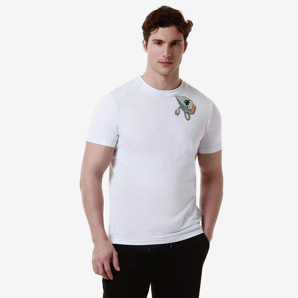 Men Kappa Authentic Graphik Lloyd T-Shirt White | 546378-SNK