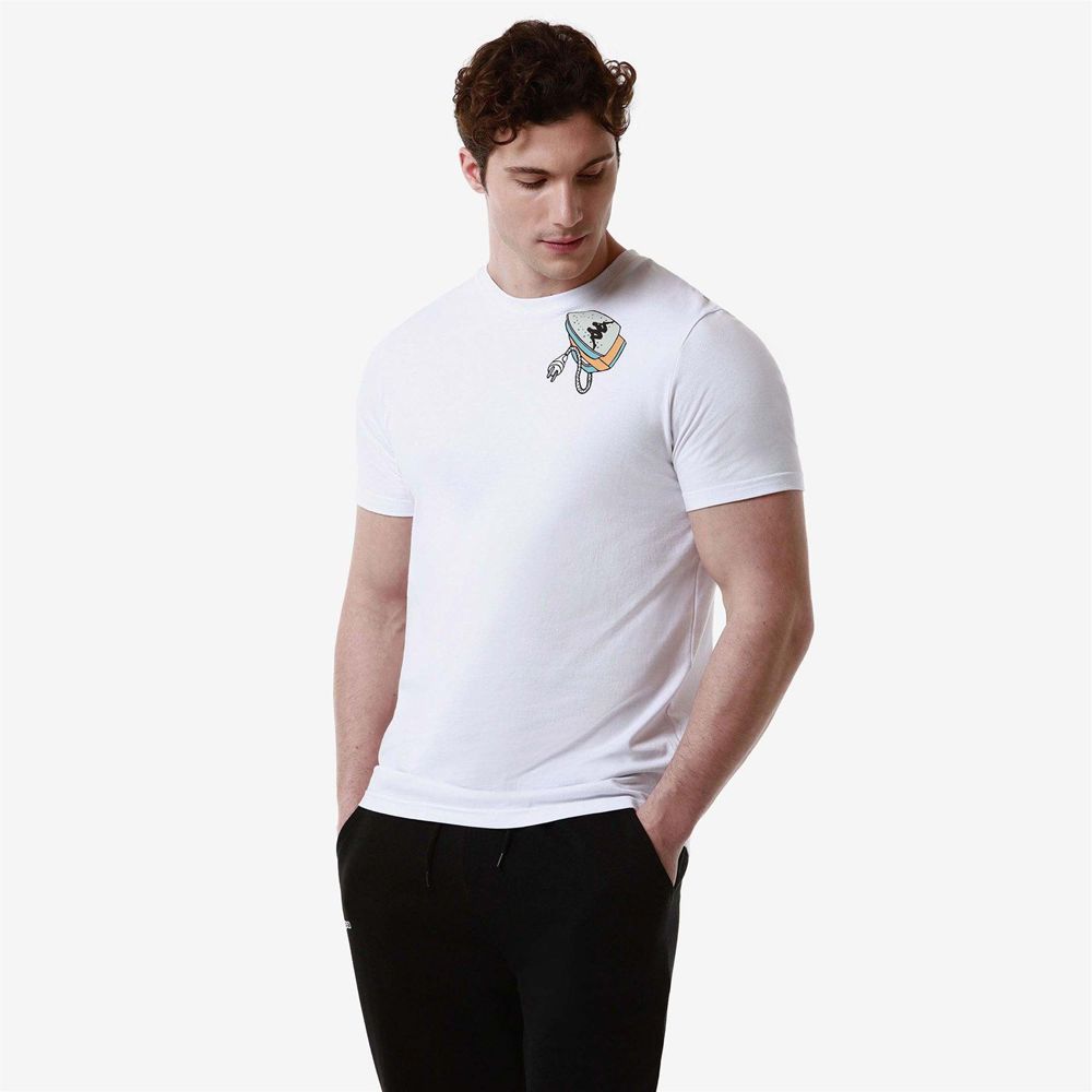 Men Kappa Authentic Graphik Lloyd T-Shirt White | 546378-SNK