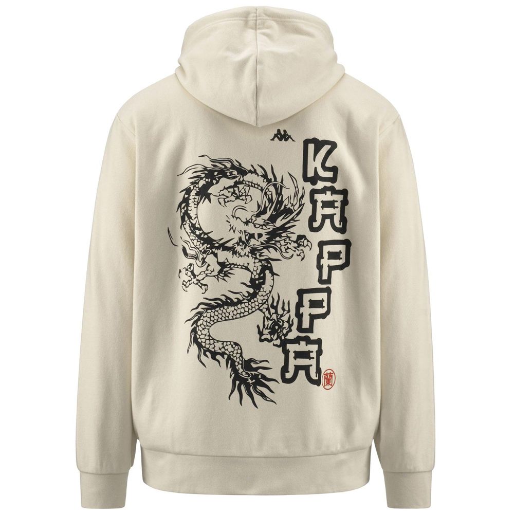 Men Kappa Authentic Jpn Gentis Hoodie Beige | 127658-ZTE