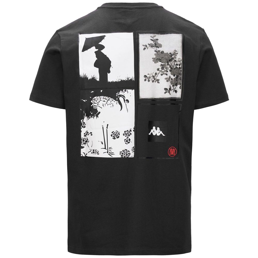 Men Kappa Authentic Jpn Glifer T-Shirt Black | 459368-CSE