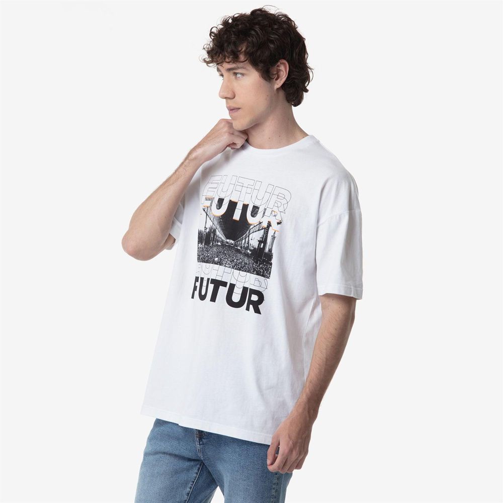 Men Kappa Authentic Main Kff T-Shirt White | 357409-NMF