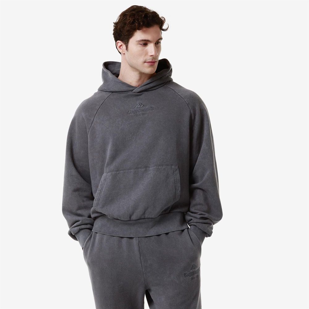 Men Kappa Authentic Premium Lome Hoodie Grey | 385062-FXC