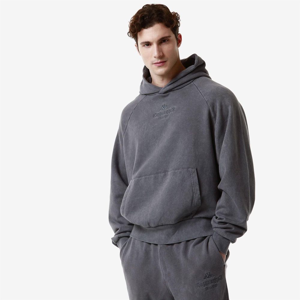 Men Kappa Authentic Premium Lome Hoodie Grey | 385062-FXC