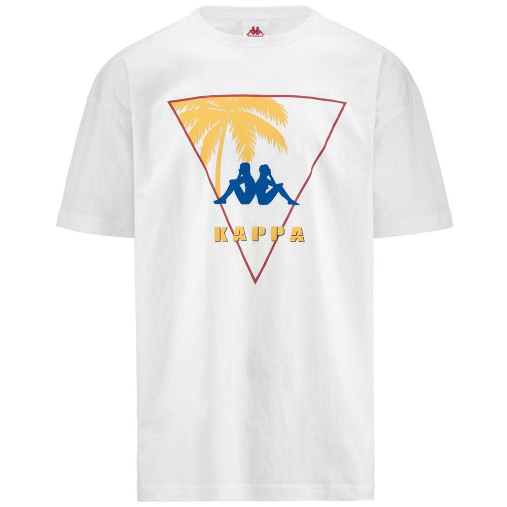 Men Kappa Authentic Sand Pan T-Shirt White | 719283-MLP