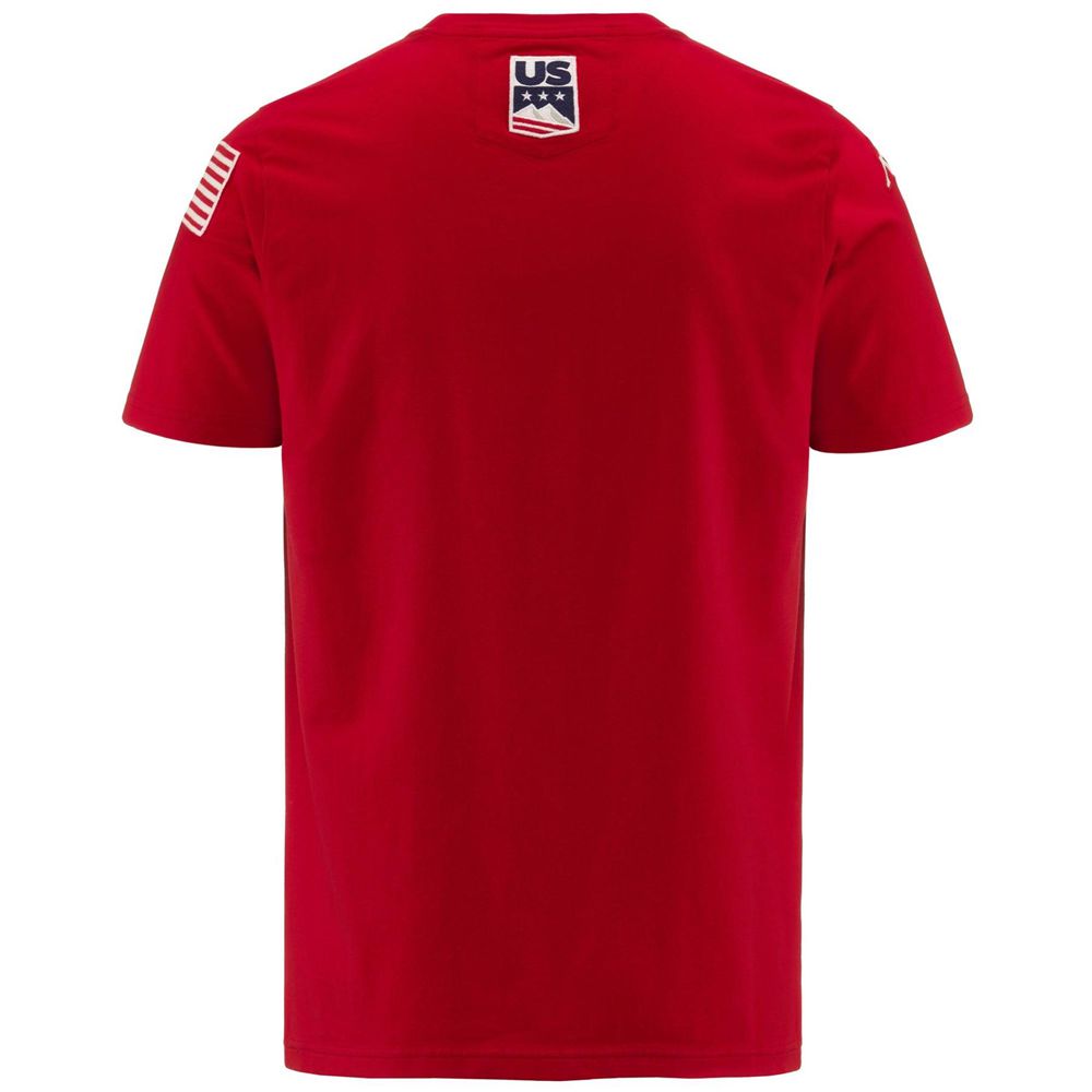 Men Kappa Ayba2 Skud Us T-Shirt Red | 372098-XMU