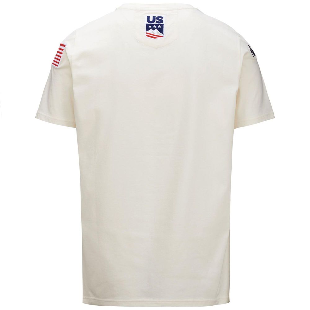 Men Kappa Ayba2 Skud Us T-Shirt White | 153602-JNW