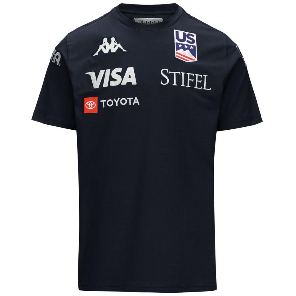 Men Kappa Ayba2 Us T-Shirt Navy | 790435-FCS