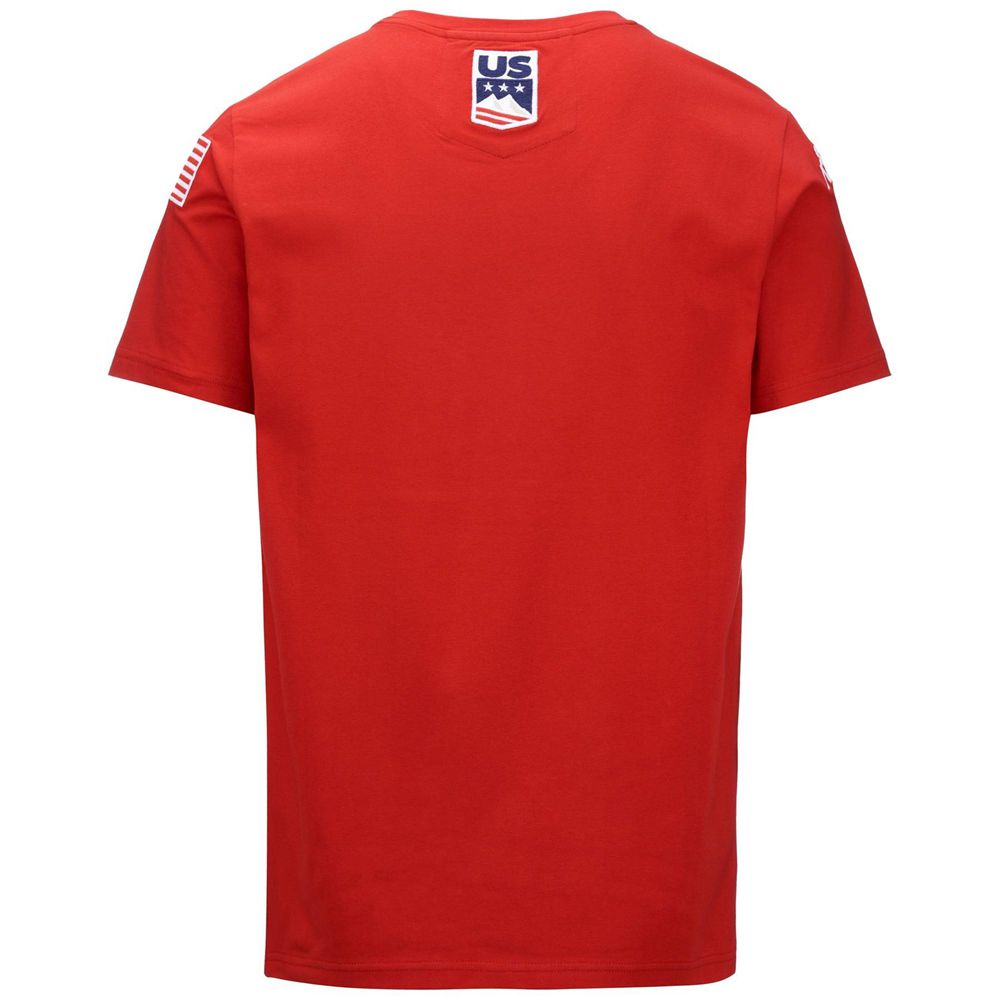 Men Kappa Ayba2 Usa Us T-Shirt Red | 643801-EFW