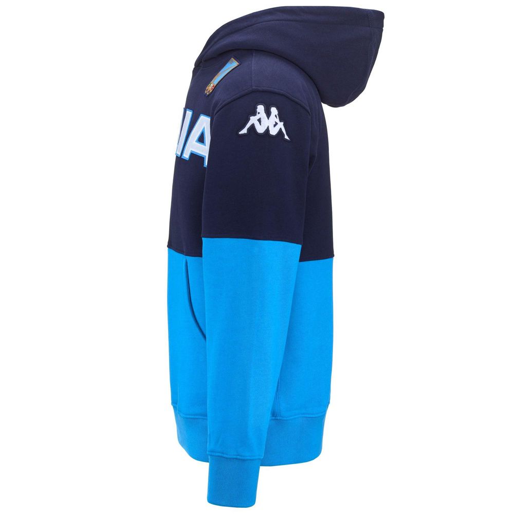 Men Kappa Eroi Hood Italia Fis Hoodie Blue | 950682-FWP