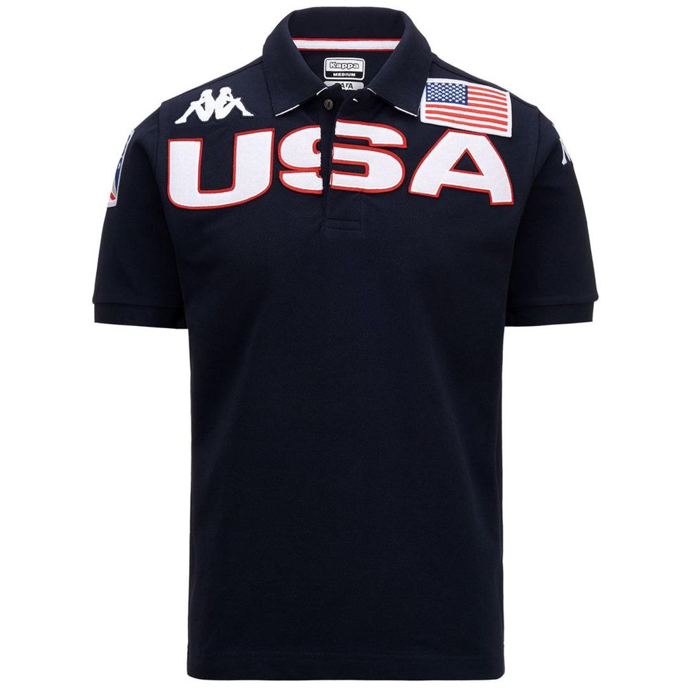 Men Kappa Eroi Polo Usa Us Polo Shirt Navy | 892315-ZMS