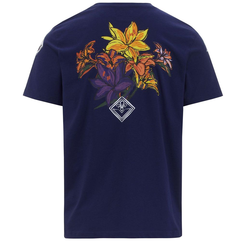 Men Kappa Ferrox Fiorentina T-Shirt Navy | 624083-JWL