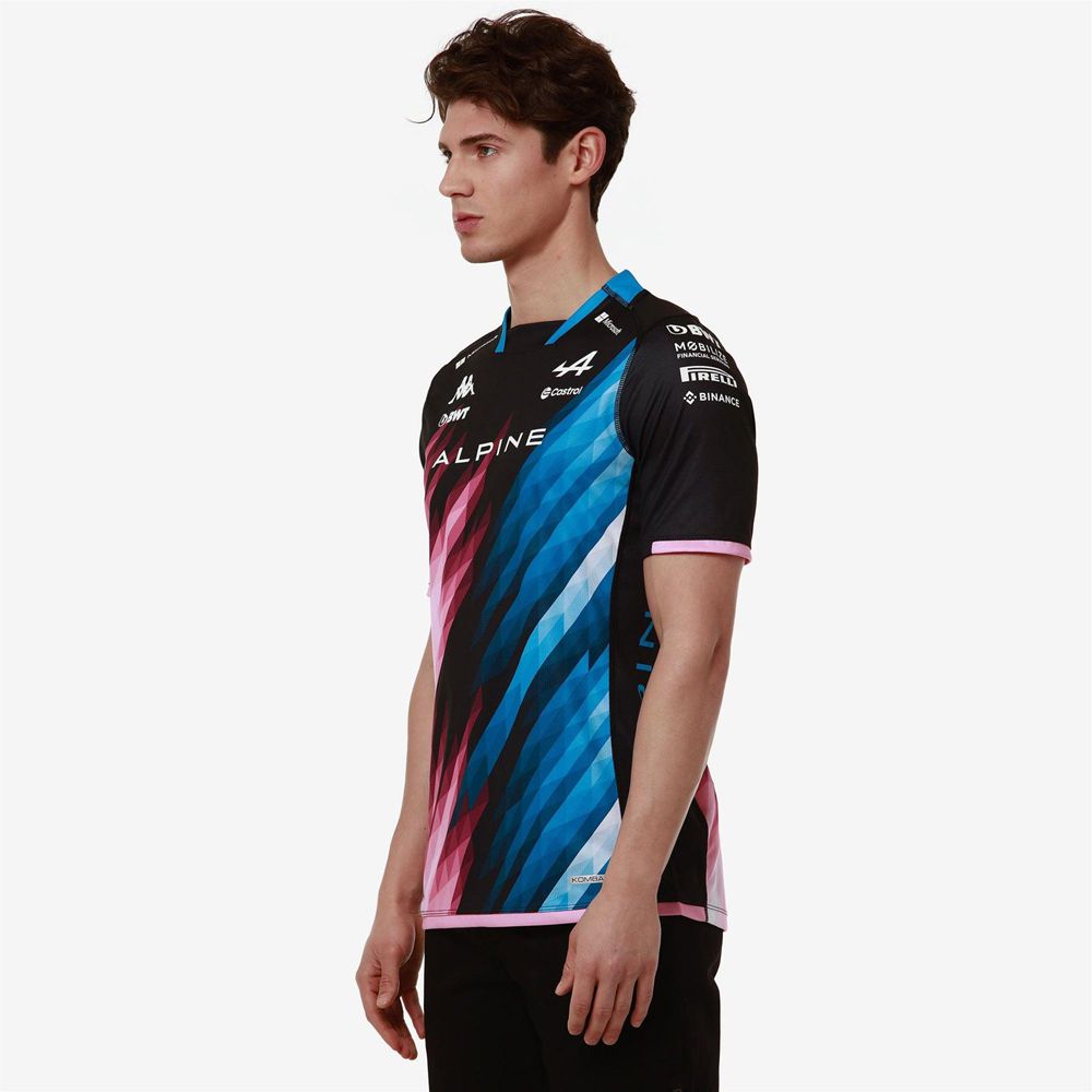 Men Kappa Kombat 2024 Gasly Alpine F1 Jersey Black | 089374-QJH