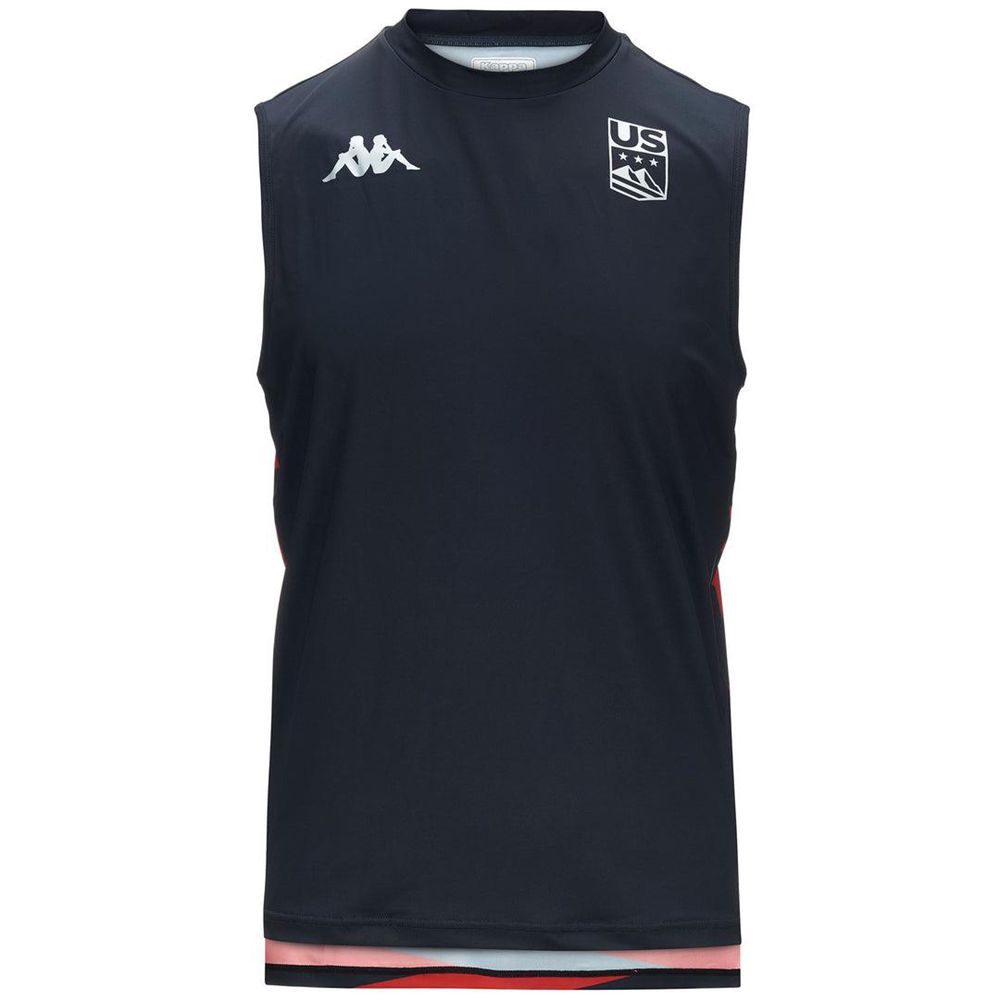 Men Kappa Kombat Drideg Us Tank Top Navy | 471382-CFU