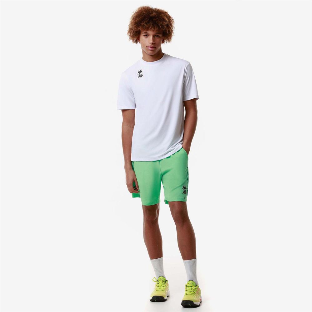 Men Kappa Kombat Padel Fivio Shorts Green | 685721-BAQ