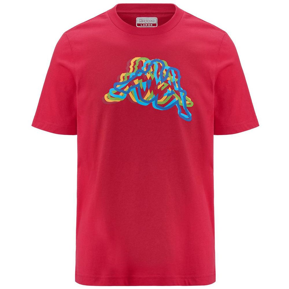 Men Kappa Logo Eragon T-Shirt Red | 019486-NSG