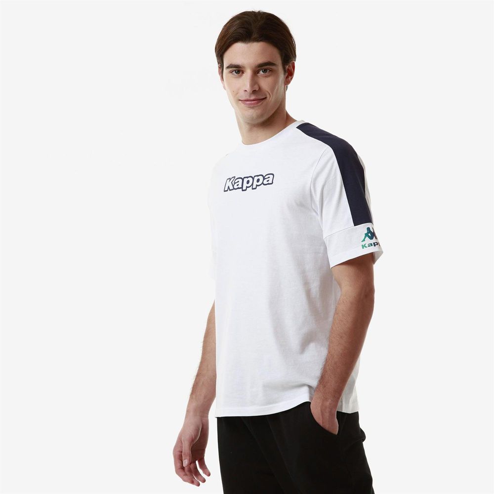 Men Kappa Logo Fagiom T-Shirt White | 308195-PTU