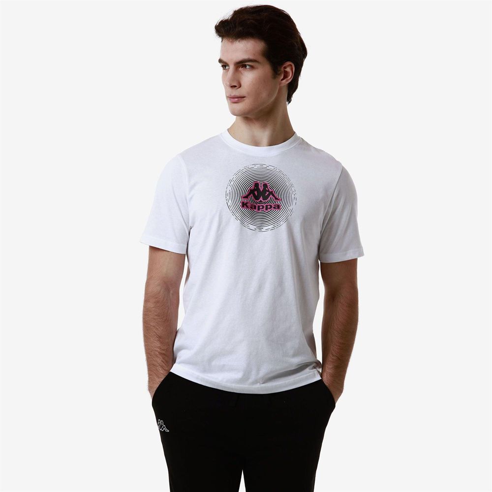 Men Kappa Logo Fardios T-Shirt White | 934025-XJB