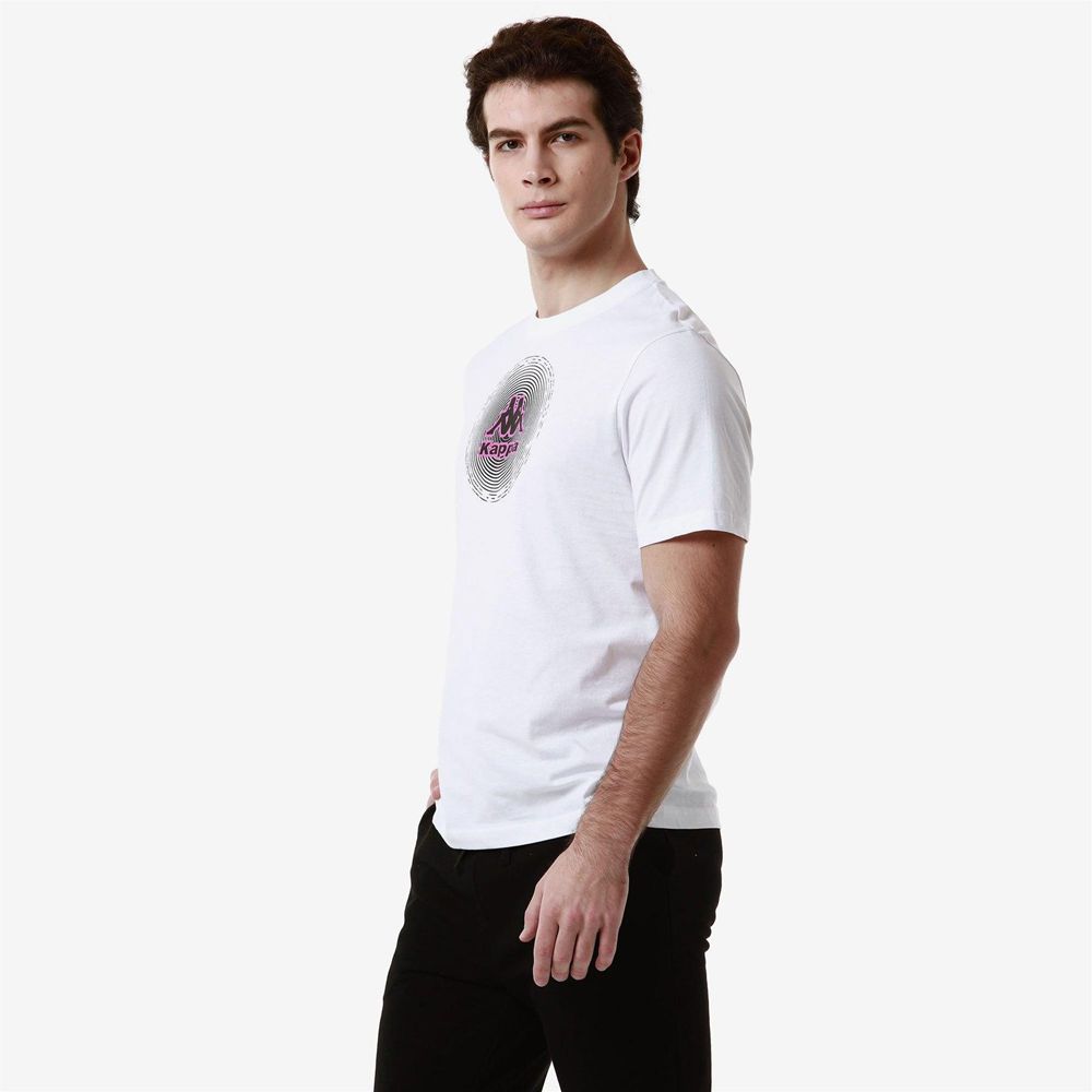 Men Kappa Logo Fardios T-Shirt White | 934025-XJB