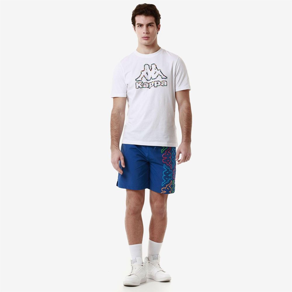 Men Kappa Logo Fario T-Shirt White | 128703-VQI