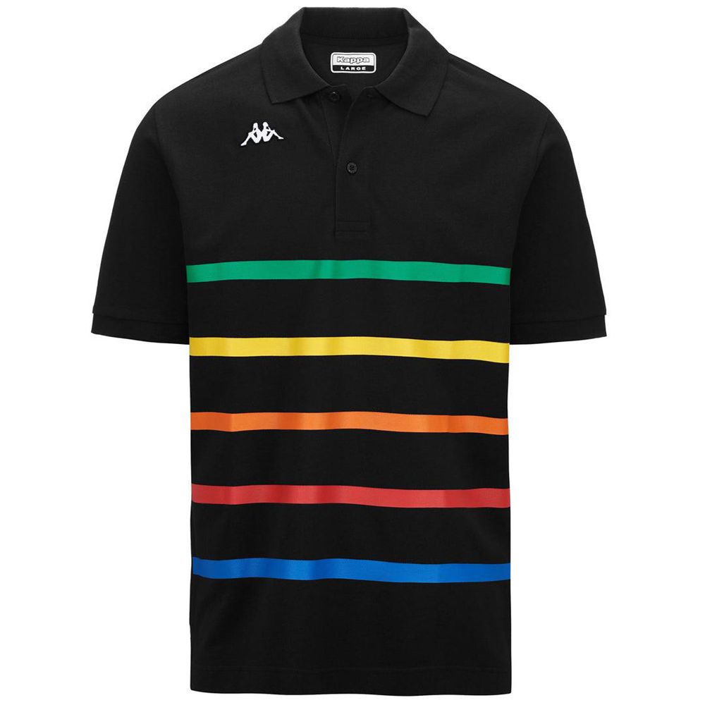 Men Kappa Logo Feystripe Polo Shirt Black | 803962-WIV