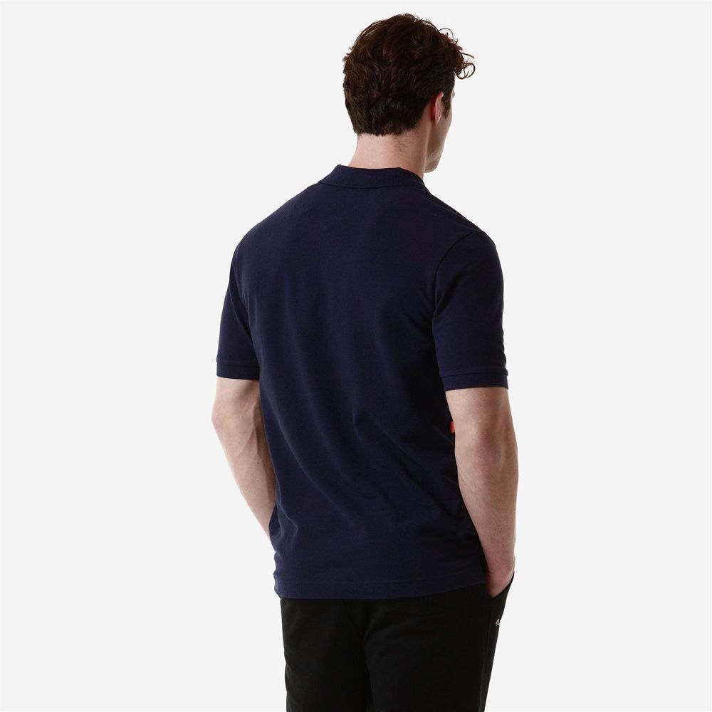 Men Kappa Logo Feystripe Polo Shirt Navy | 815326-OUS