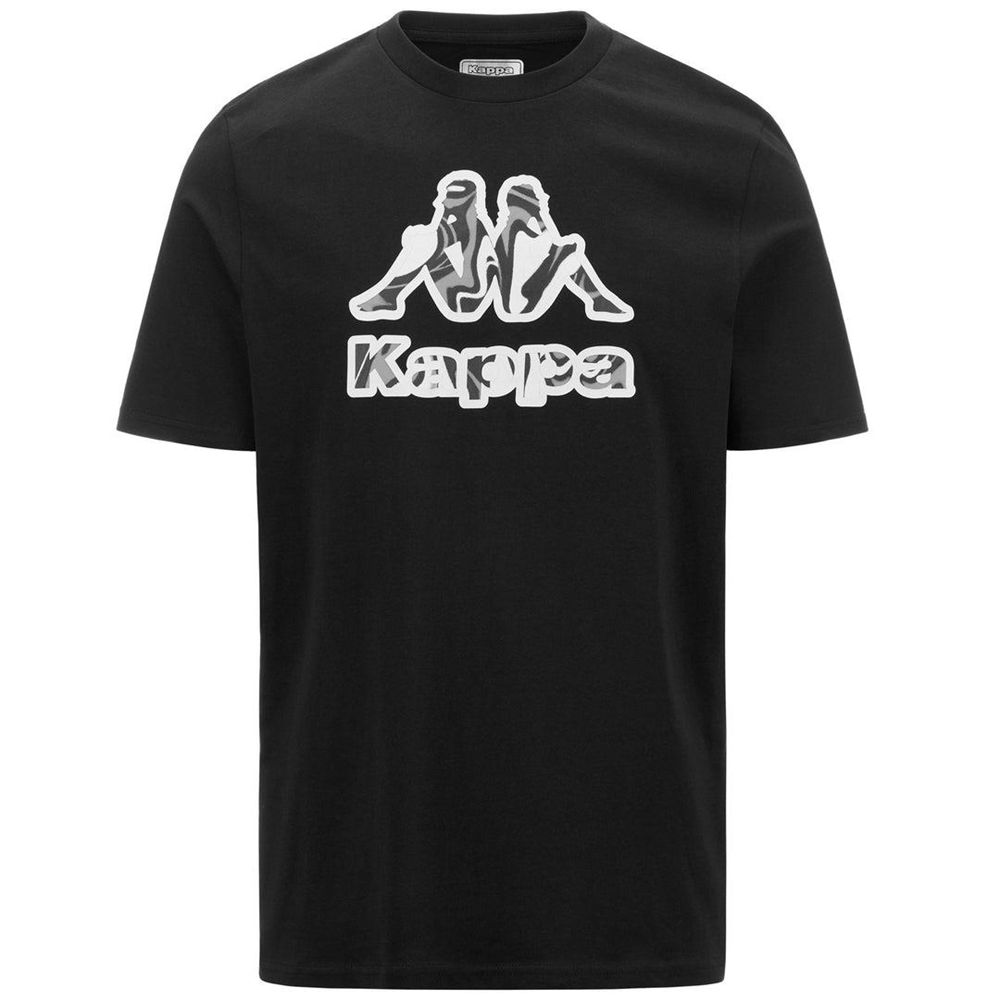 Men Kappa Logo Fioro T-Shirt Black | 740315-CIK