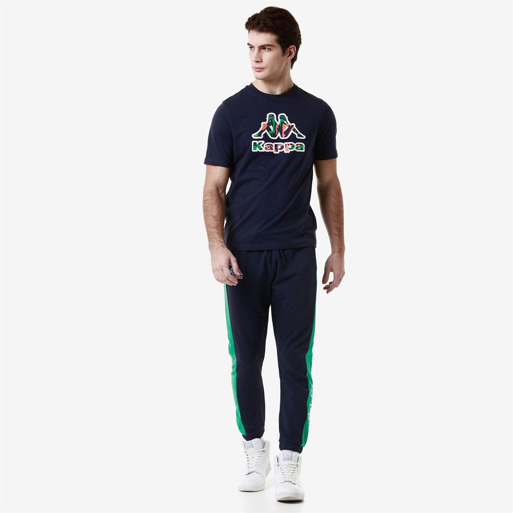 Men Kappa Logo Fioro T-Shirt Navy | 548306-URY