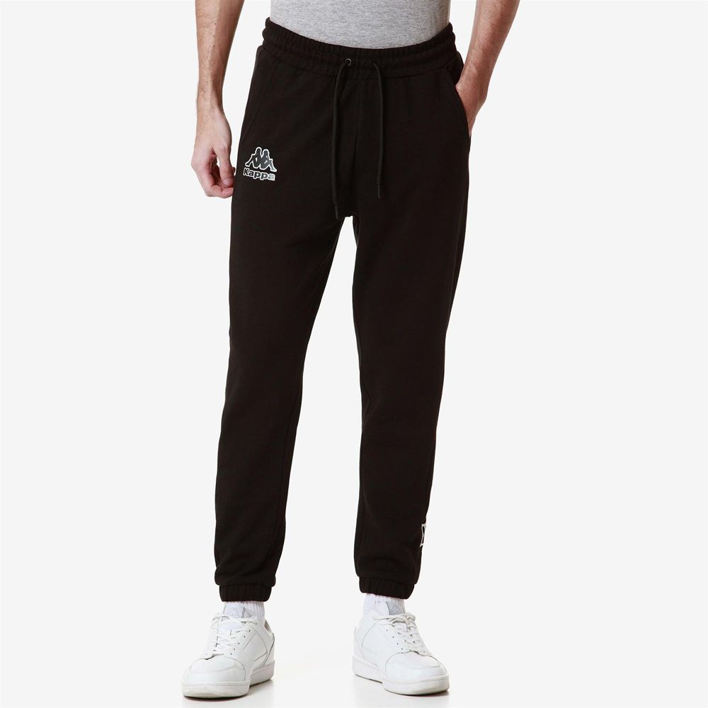 Men Kappa Logo Folio Pants Black | 514826-BJQ