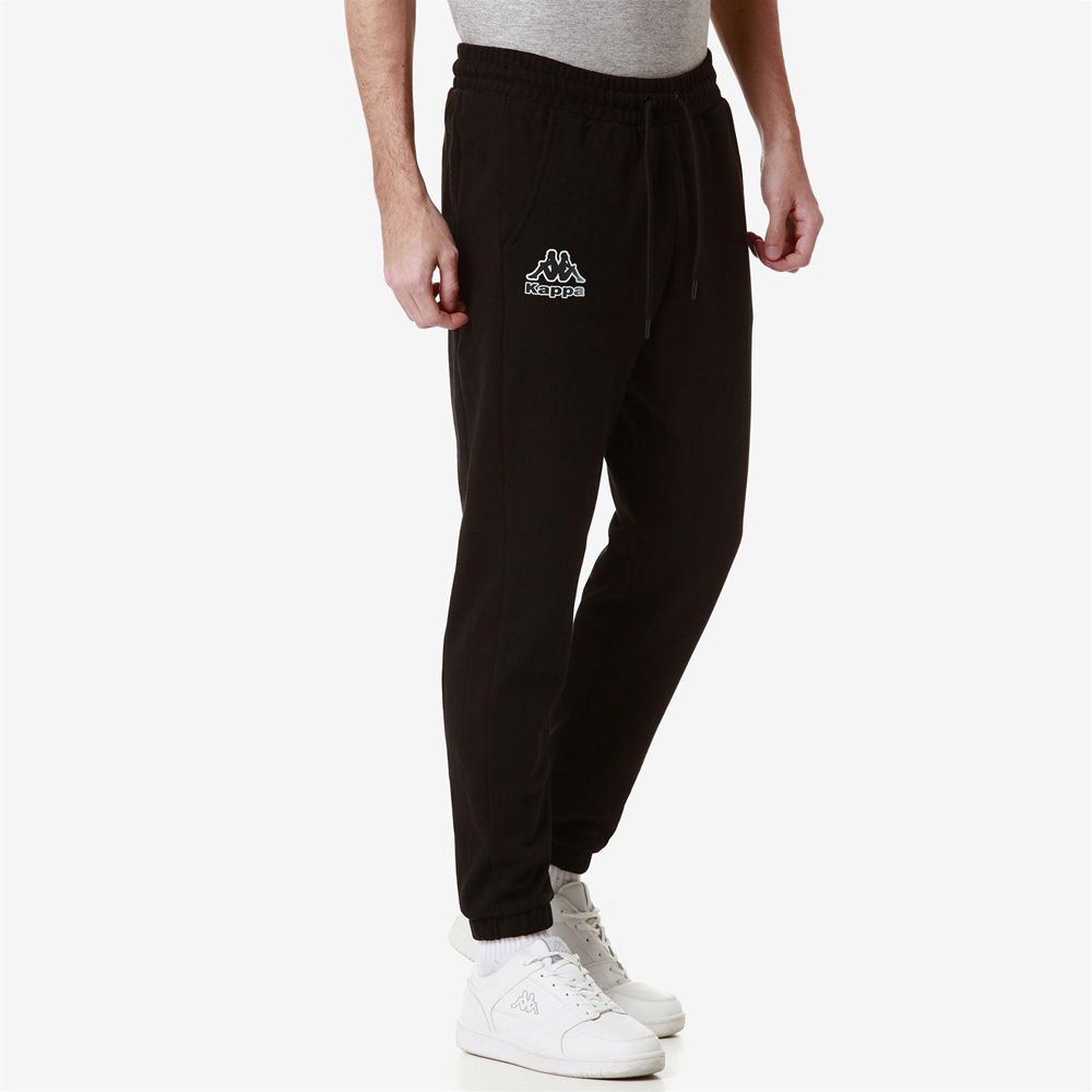 Men Kappa Logo Folio Pants Black | 514826-BJQ