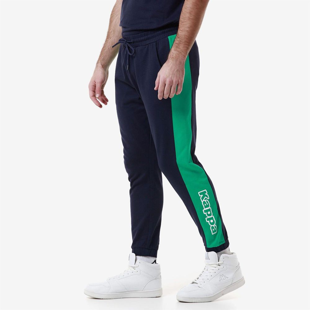 Men Kappa Logo Folio Pants Blue | 371208-UHZ