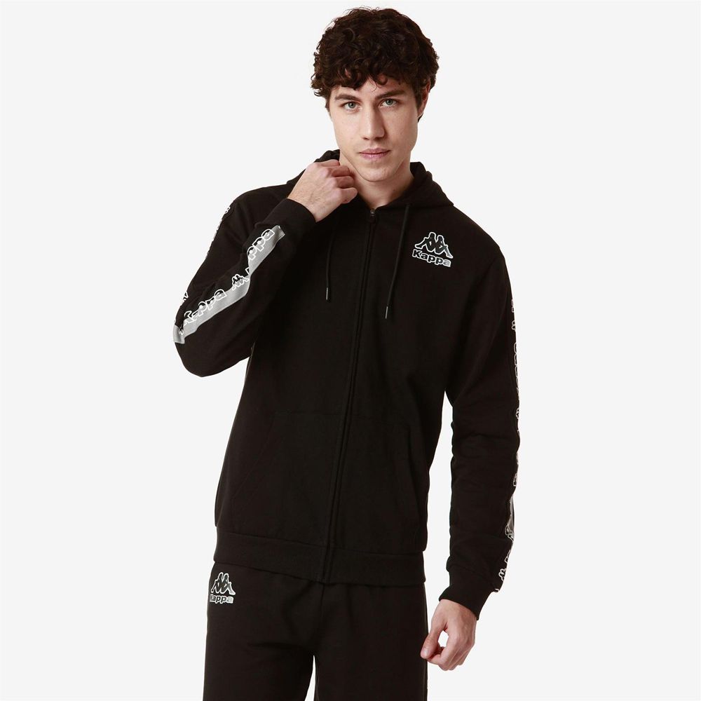 Men Kappa Logo Fomino Hoodie Black | 564718-BFY