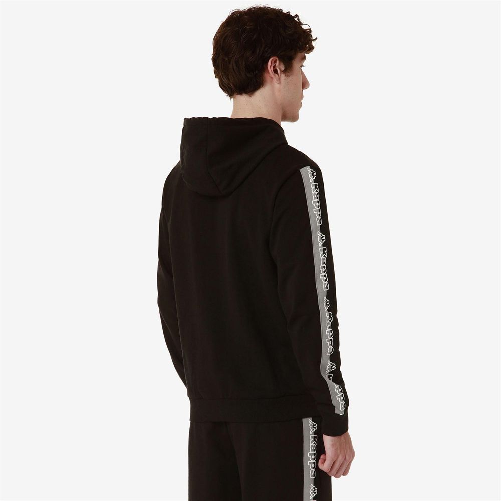 Men Kappa Logo Fomino Hoodie Black | 564718-BFY