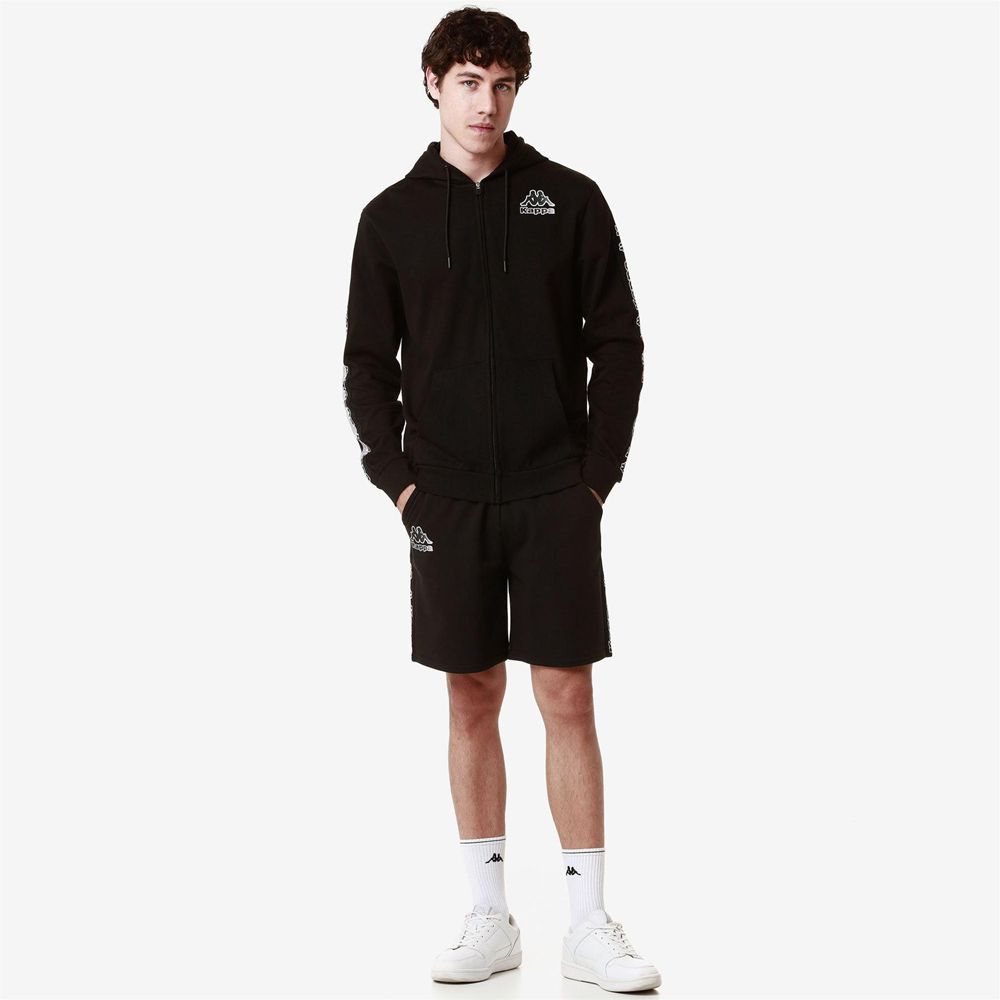 Men Kappa Logo Fomino Hoodie Black | 564718-BFY