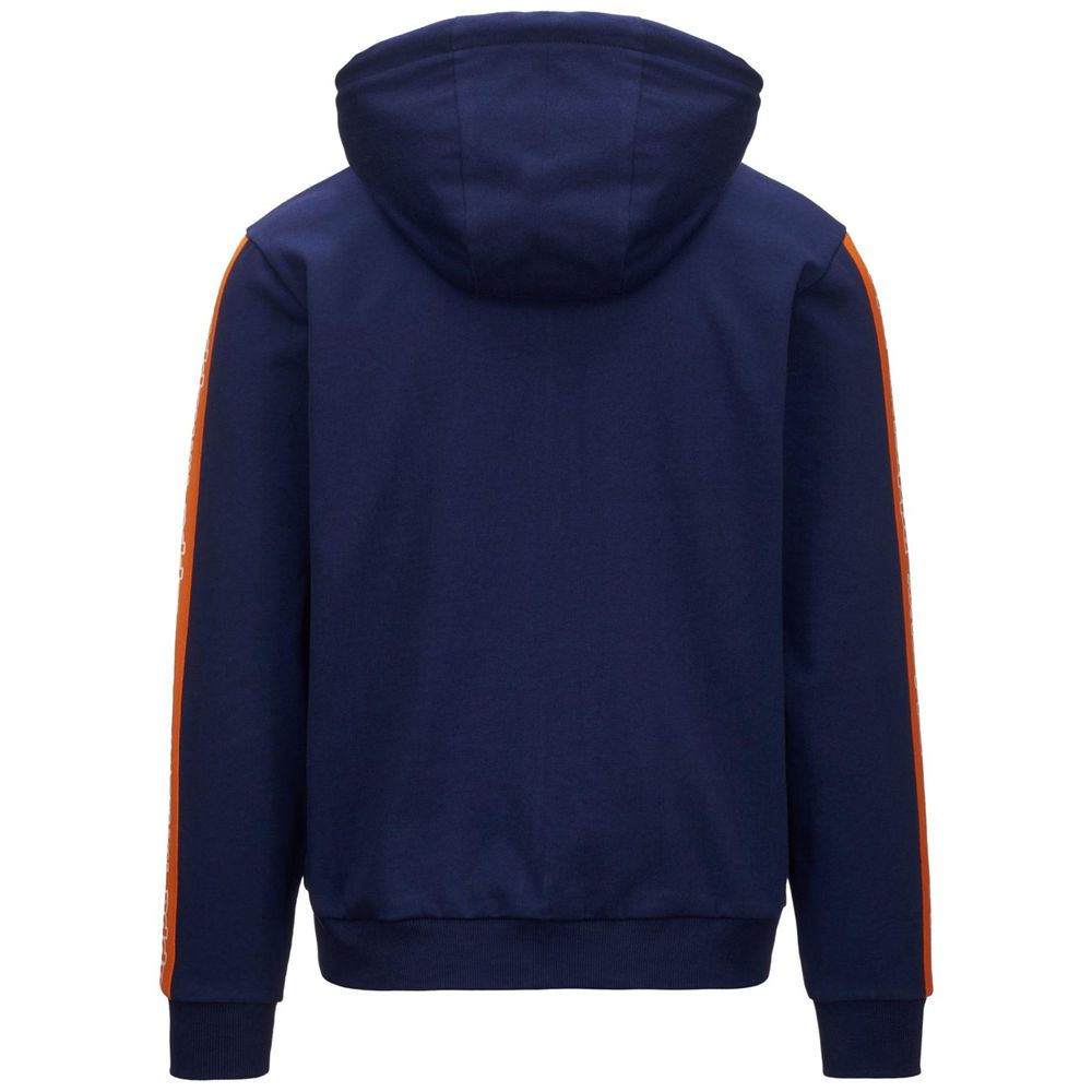 Men Kappa Logo Fomino Hoodie Navy | 693754-VCL